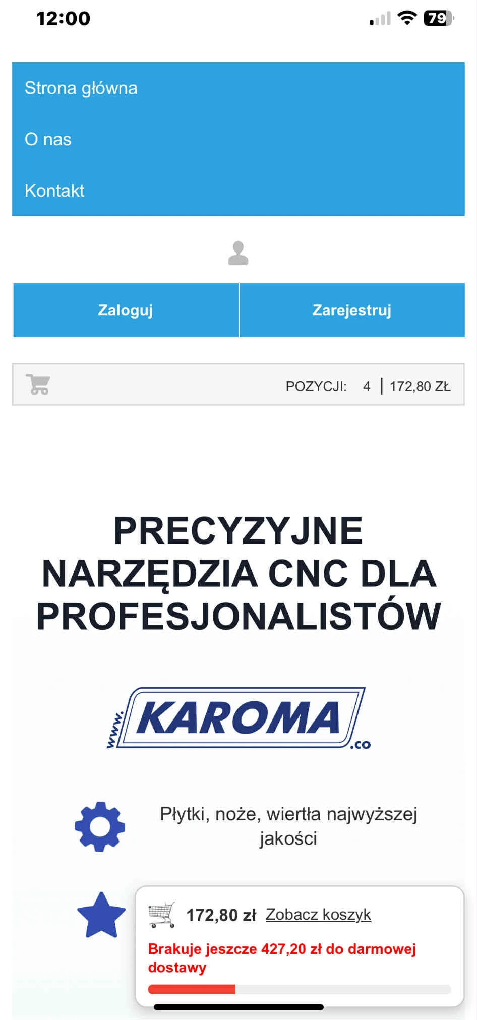Homepage Karoma - mobile view