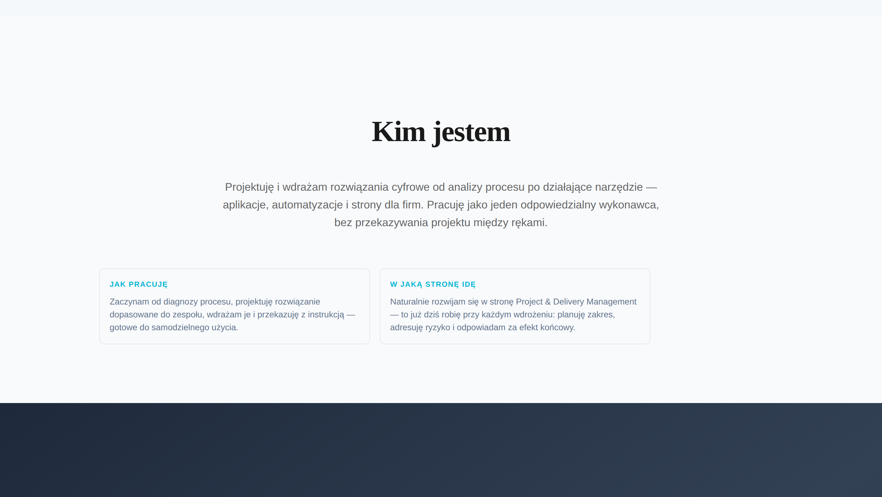 Sekcja Kim jestem, desktop 1440px