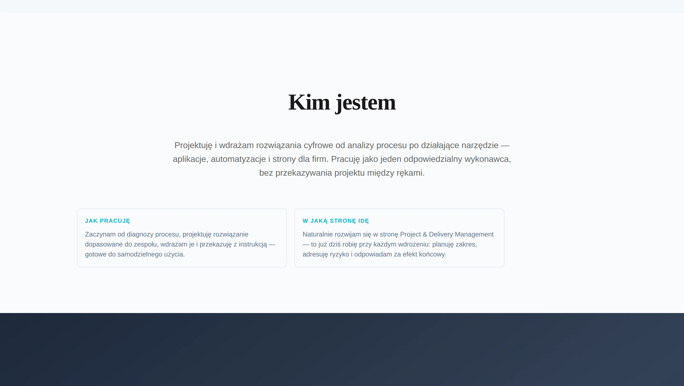 Sekcja Kim jestem, desktop 1440px