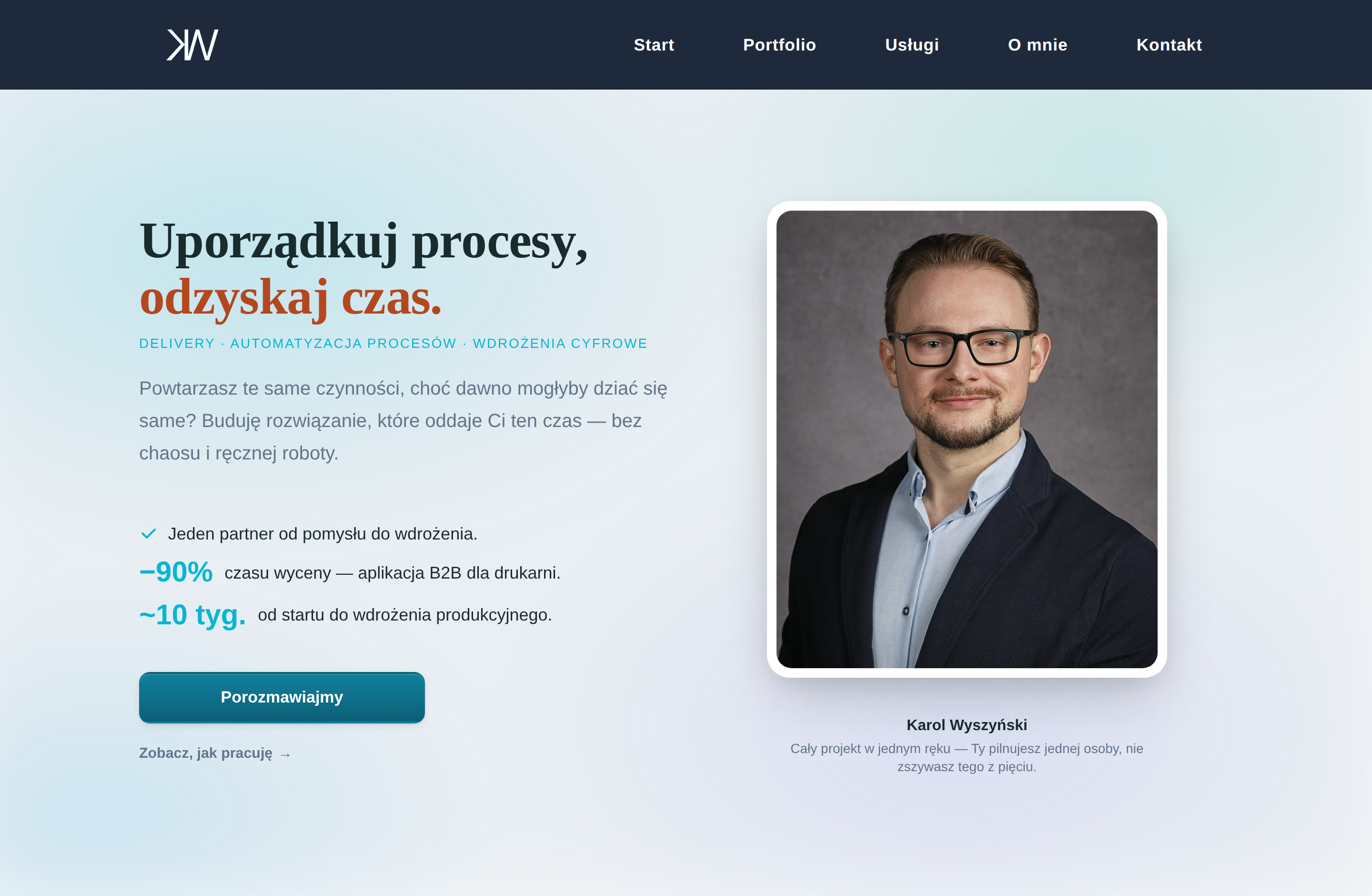 Hero strony głównej, desktop 1440px