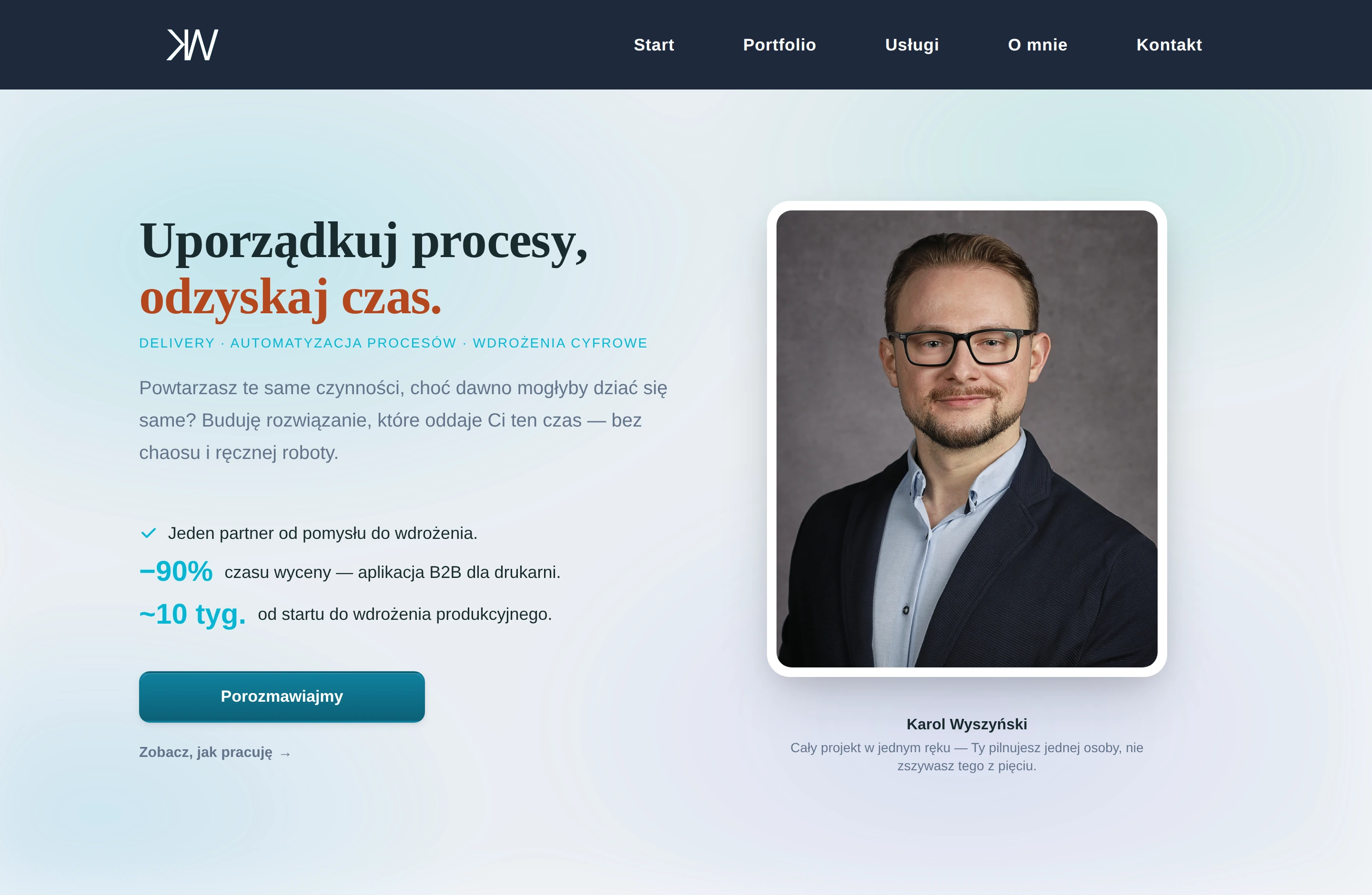 Hero strony głównej, desktop 1440px