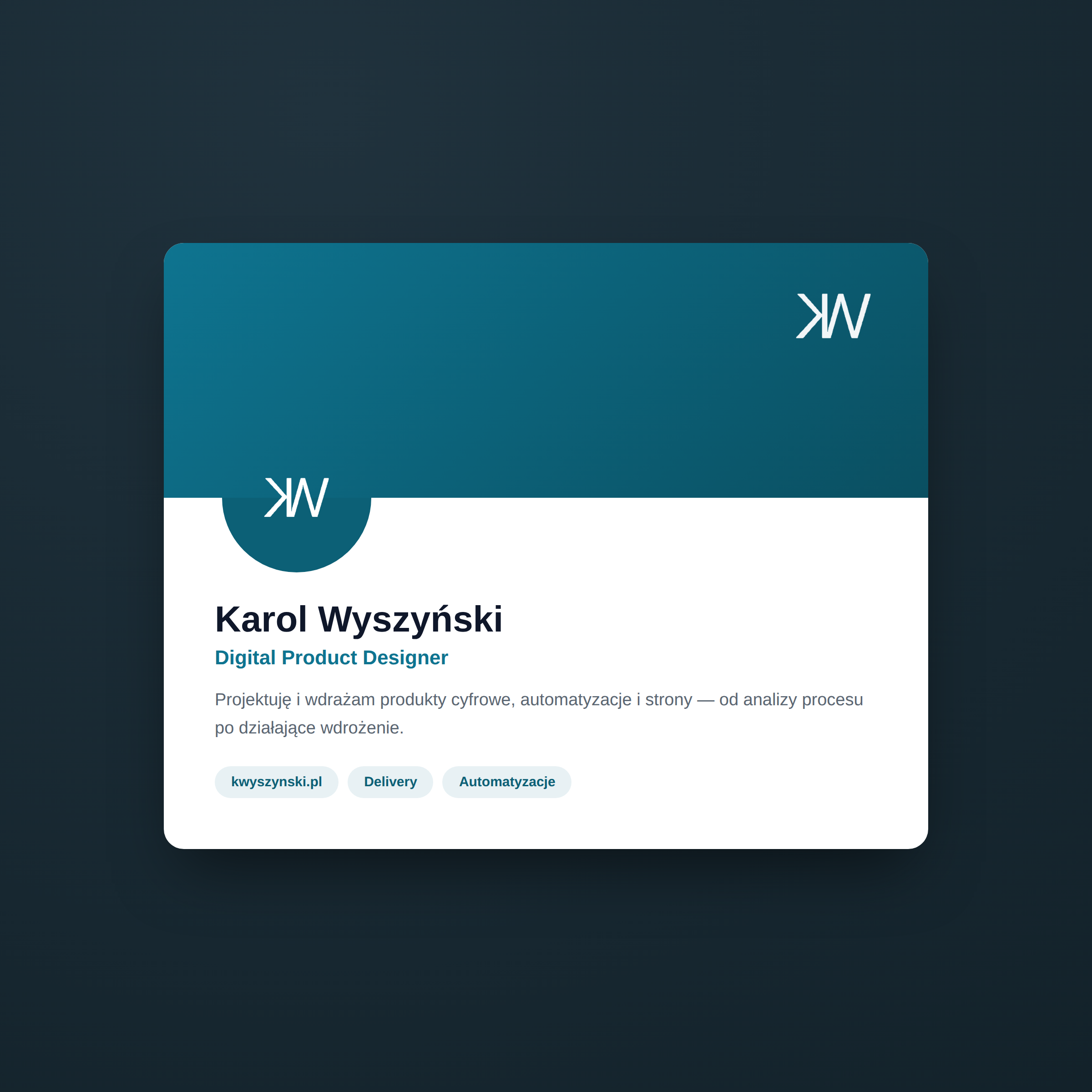 Mockup profilu social media kwyszynski — avatar i nagłówek
