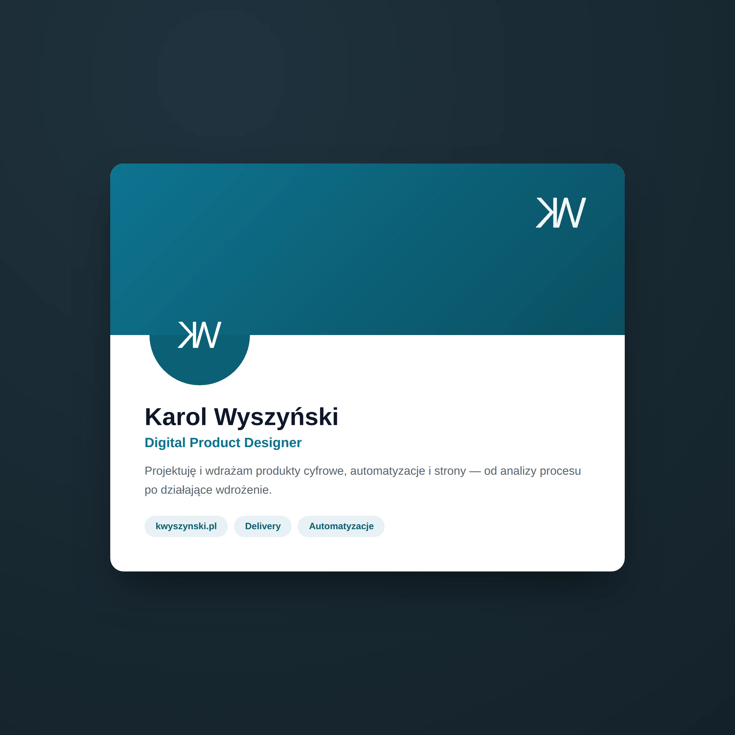 Mockup profilu social media kwyszynski — avatar i nagłówek