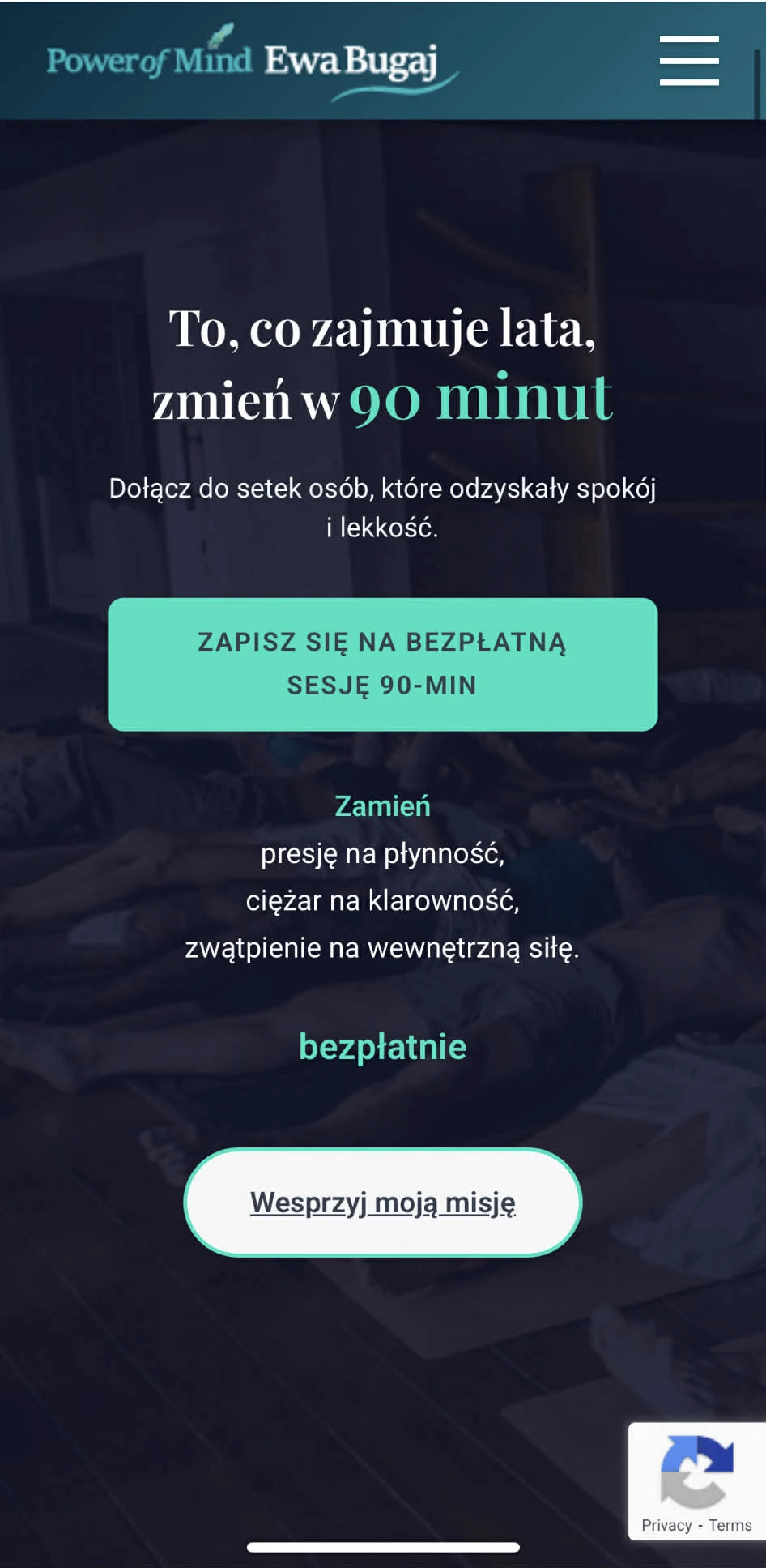 Strona sesji oddechu 9D — wersja mobilna