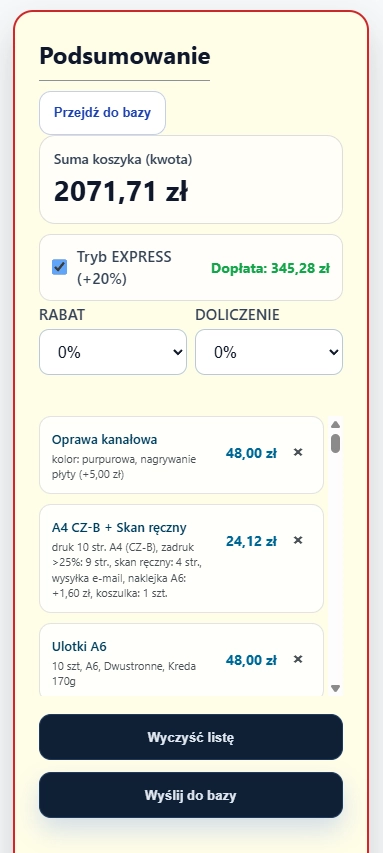 Tryb EXPRESS aktywowany w koszyku zamówienia